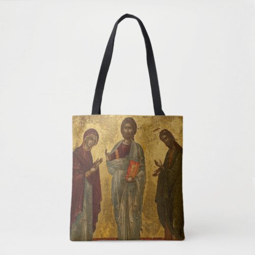 Christ Between Mary and John the Baptist Icon Tote Bag