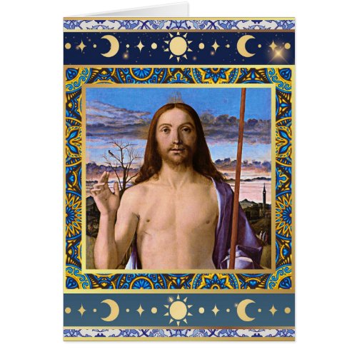 Christ Blessing Bellini Vintage Art Christmas Card