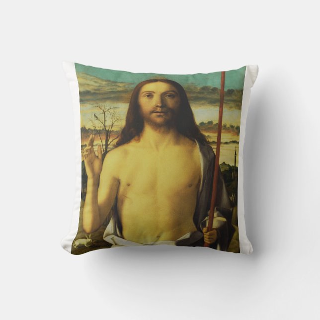Christ Blessing by Giovanni Bellini   Throw Pillow (Front)