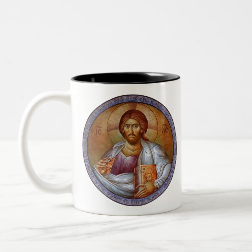 Christ Blessing Two_Tone Coffee Mug