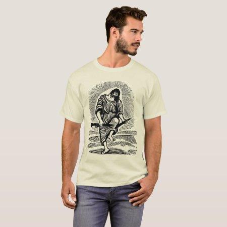 Christ Breaks The Gun Woodcut Art T-shirt