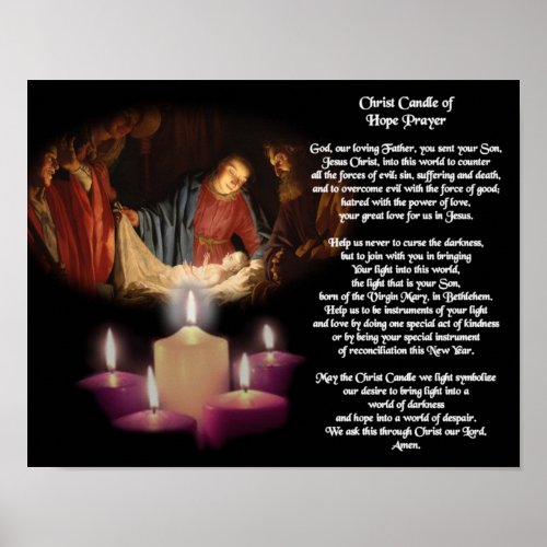 Christ Candle of Hope Prayer Poster