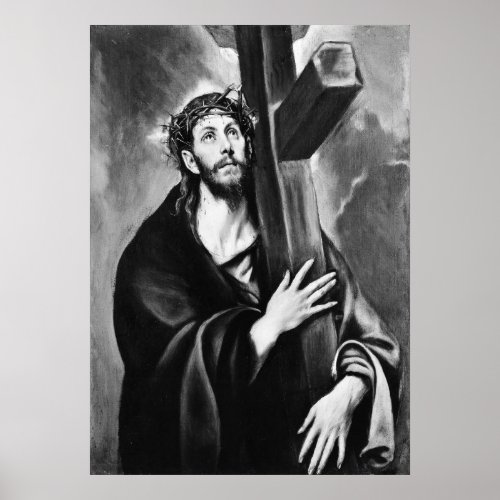 Christ Carrying the Cross Black  White Poster