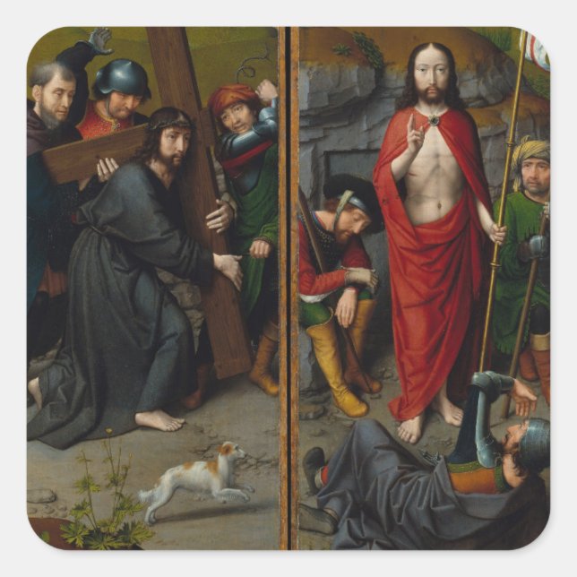 Christ Carrying the Cross Square Sticker (Front)