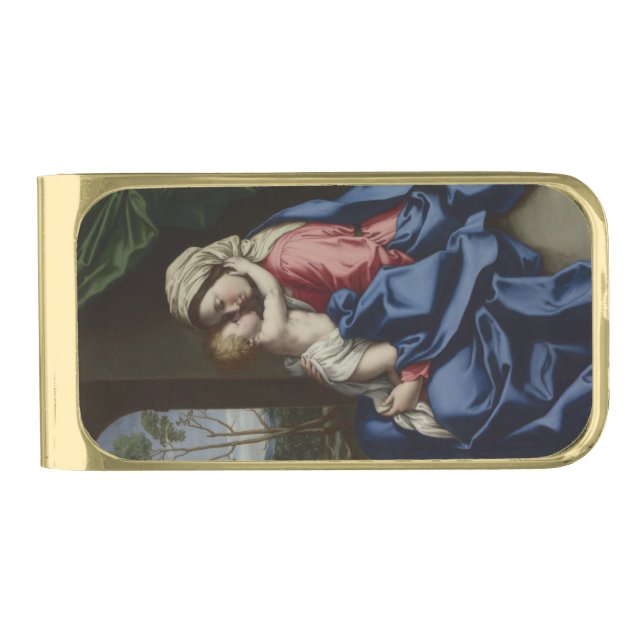 Christ Child Embracing His Mother Gold Finish Money Clip (Front)
