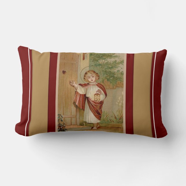 Christ Child Jesus knocking at Door Lumbar Pillow (Front)