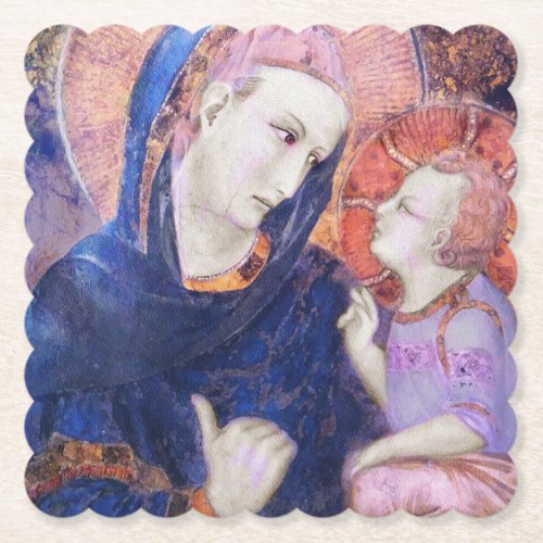 Christ Child Looking at Mary Paper Coaster