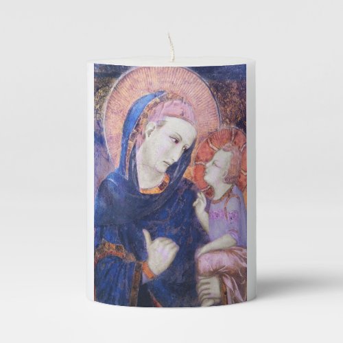 Christ Child Looking at Mary Pillar Candle