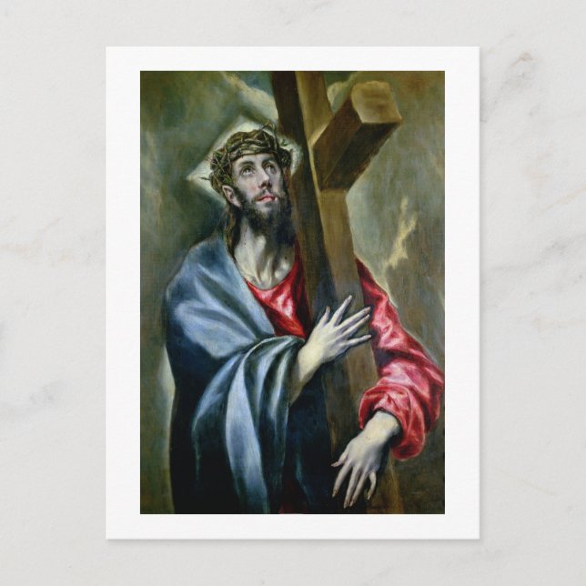 Christ Clasping the Cross, 1600-10 (oil on canvas) Postcard (Front)