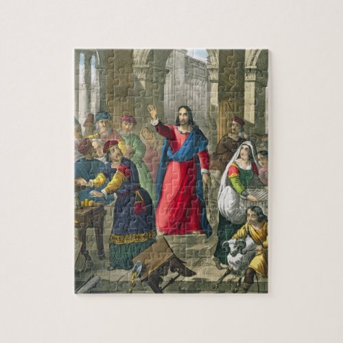 Christ Cleanses the Temple from a bible printed b Jigsaw Puzzle