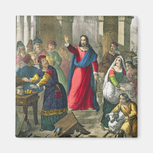 Christ Cleanses the Temple, from a bible printed b Magnet