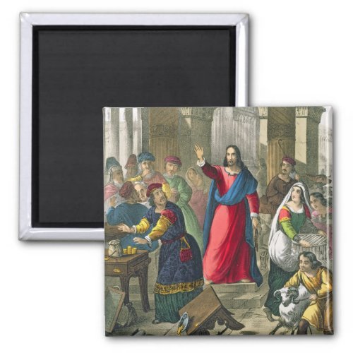 Christ Cleanses the Temple from a bible printed b Magnet