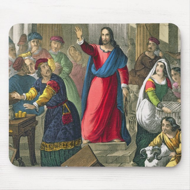 Christ Cleanses the Temple, from a bible printed b Mouse Pad (Front)