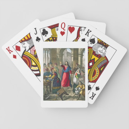 Christ Cleanses the Temple from a bible printed b Playing Cards