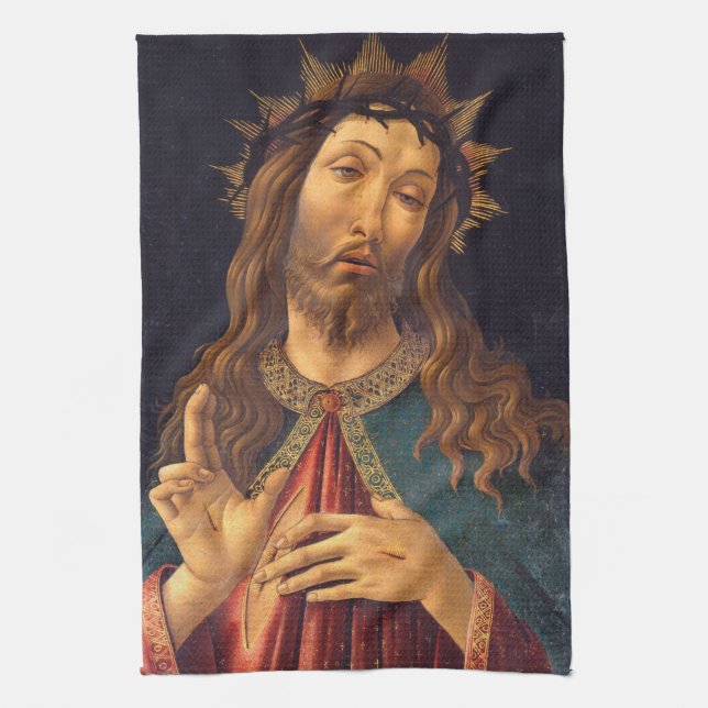 Christ Crowned with Thorns by Sandro Botticelli Kitchen Towel (Vertical)