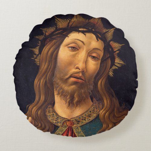 Christ Crowned with Thorns by Sandro Botticelli Round Pillow