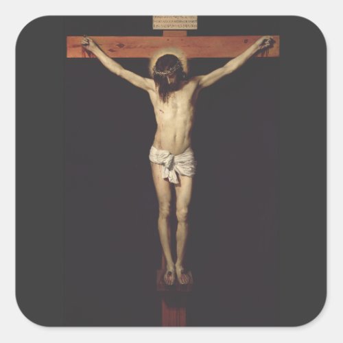 Christ Crucified by Diego Velazquez Square Sticker
