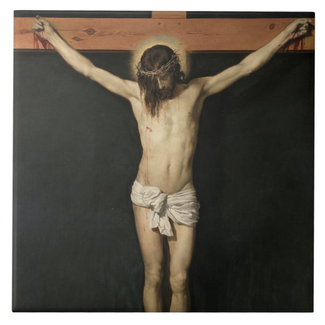 Christ Crucified on the Cross (Faith) (Velazquez) Ceramic Tile (Front)