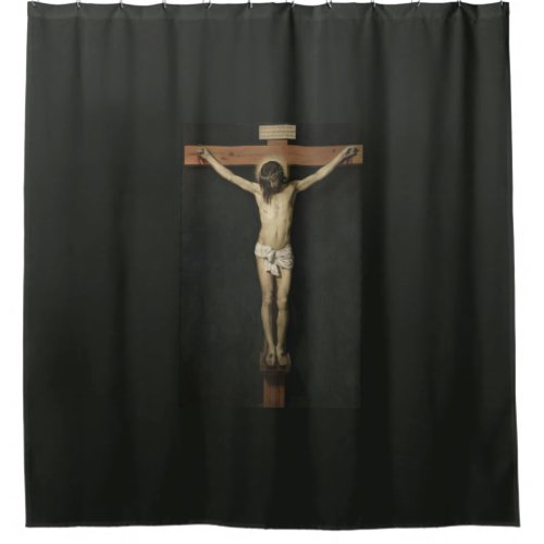 Christ Crucified on the Cross Faith Velazquez Shower Curtain