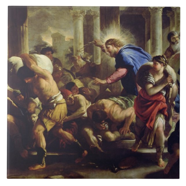 Christ Driving the Merchants from the Temple Ceramic Tile (Front)