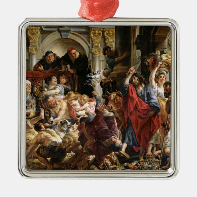 Christ Driving the Merchants from the Temple Metal Ornament (Front)
