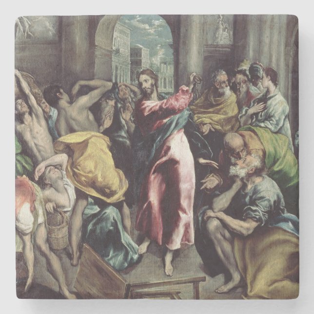 Christ Driving the Traders from the Temple Stone Coaster (Front)