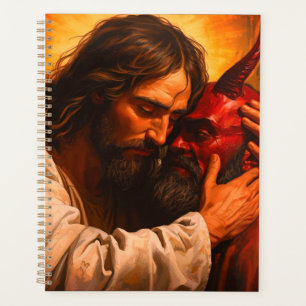 Christ Embracing Lucifer Day Planner Hard Cover