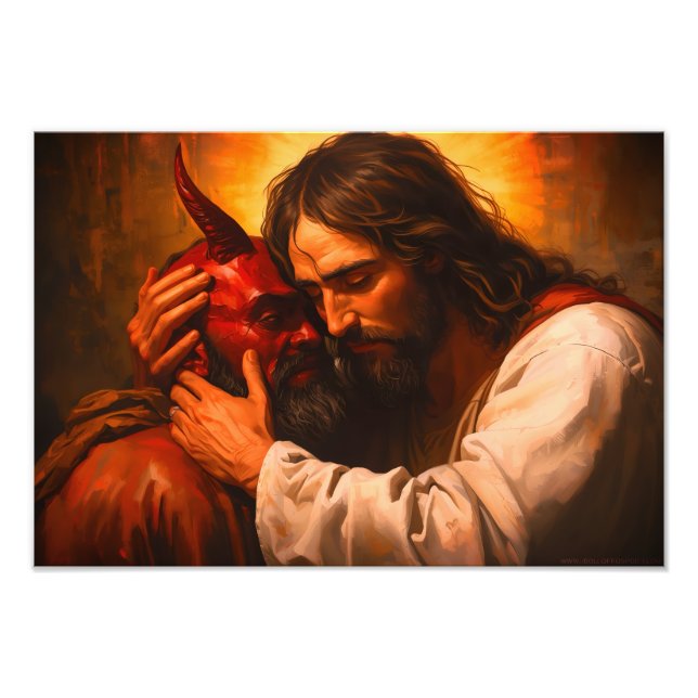 Christ Embracing Lucifer Poster Print (Front)