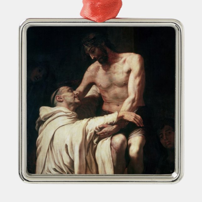 Christ Embracing St. Bernard Metal Ornament (Front)