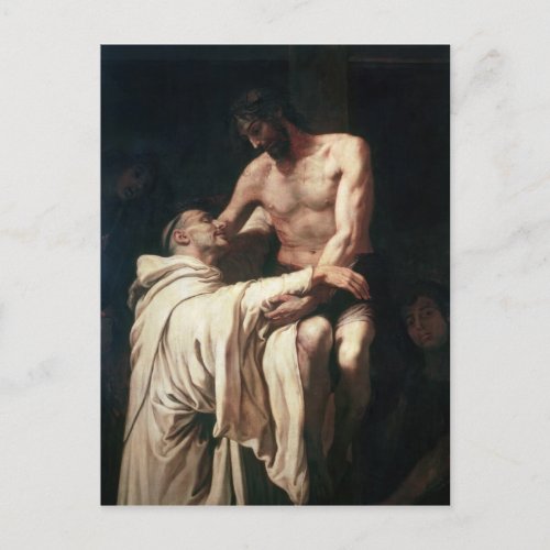 Christ Embracing St Bernard Postcard