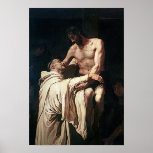 Christ Embracing St Bernard Poster