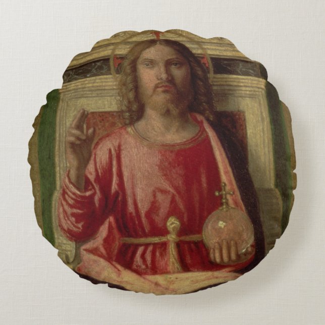 Christ Enthroned, c.1505 Round Pillow (Front)