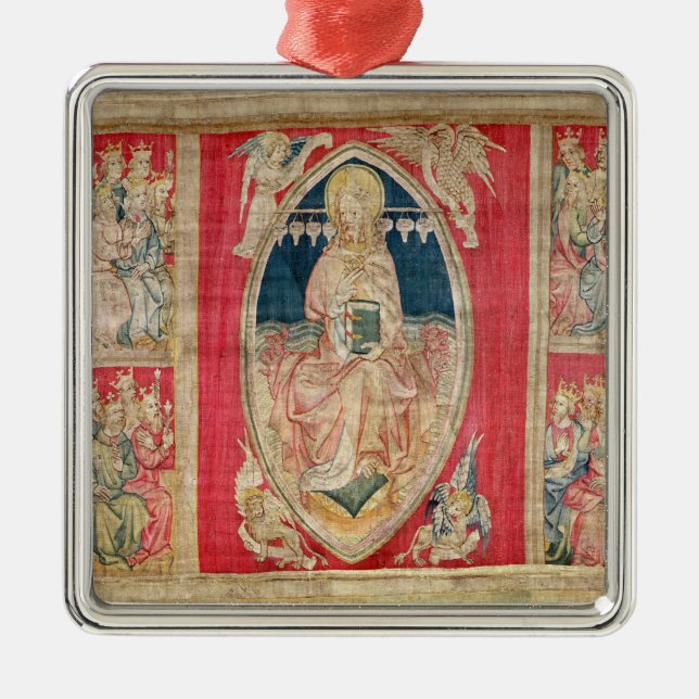 Christ enthroned with the apocalyptic beasts metal ornament (Front)
