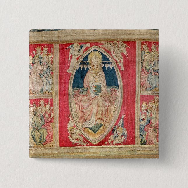 Christ enthroned with the apocalyptic beasts pinback button (Front)