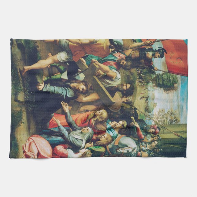 Christ Falling on the Way to Calvary Kitchen Towel (Horizontal)