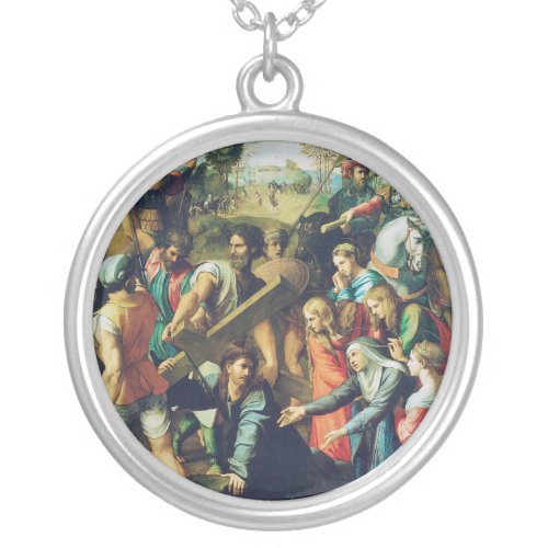 Christ Falling on the Way to Calvary Silver Plated Necklace