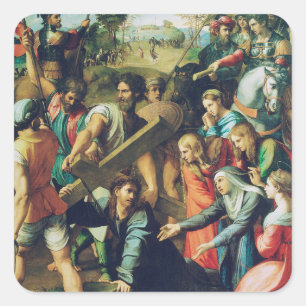 Christ Falling on the Way to Calvary Square Sticker