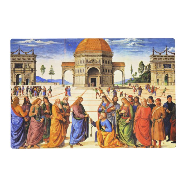 Christ Handing the Keys to St. Peter, fine art Placemat (Back)