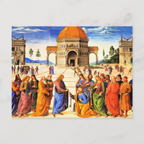 Christ Handing the Keys to St Peter fine art Postcard