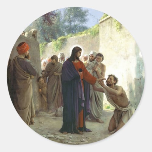 Christ Healing the Blind Man  Classic Round Sticker