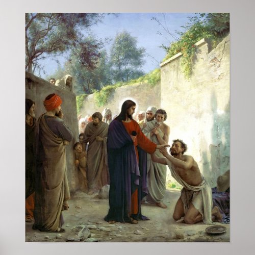 Christ Healing the Blind Man Poster