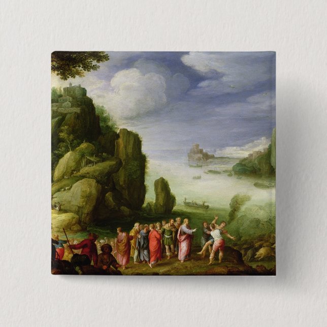 Christ Healing the Possessed of Gerasa, 1608 Pinback Button (Front)