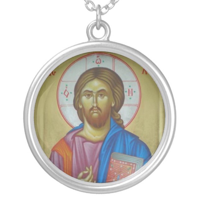 Christ Icon Silver Plated Necklace (Front)