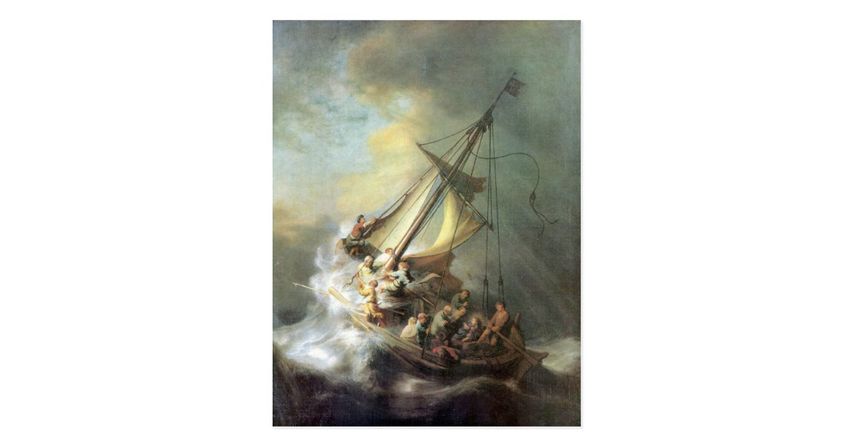 Christ In A Storm On The Sea Of Galilee Rembrandt Postcard Zazzle