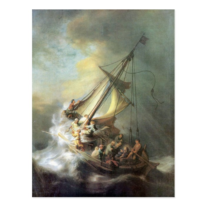 Christ In A Storm On The Sea Of Galilee Rembrandt Postcard Zazzle