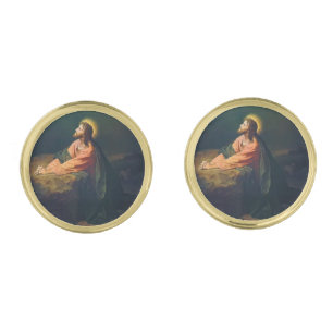 Christ in Garden of Gethsemane Painting Cufflinks