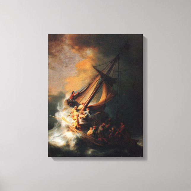 Christ In Storm On Lake Genezareth by Rembrandt Canvas Print (Front)
