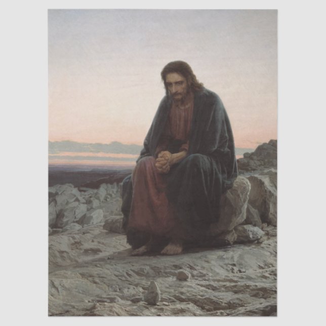 Christ in the Desert by Ivan Kramskoy  Tissue Paper (Front)