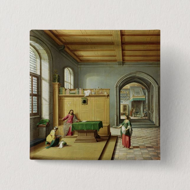 Christ in the House of Martha and Mary Pinback Button (Front)