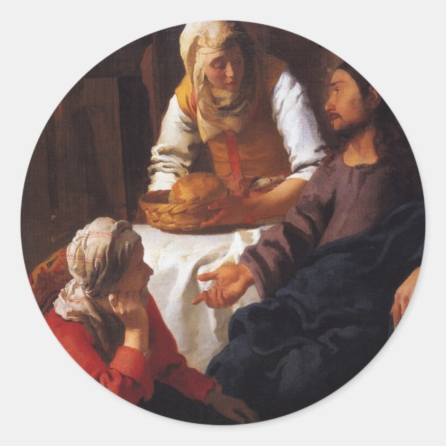 Christ in the House of Mary & Martha Classic Round Sticker (Front)